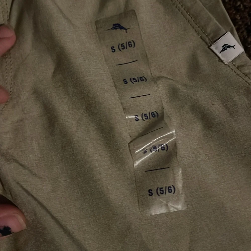 Tommy Bahama active  Tan Shorts with Navy Drawstring - Picture 2 of 5